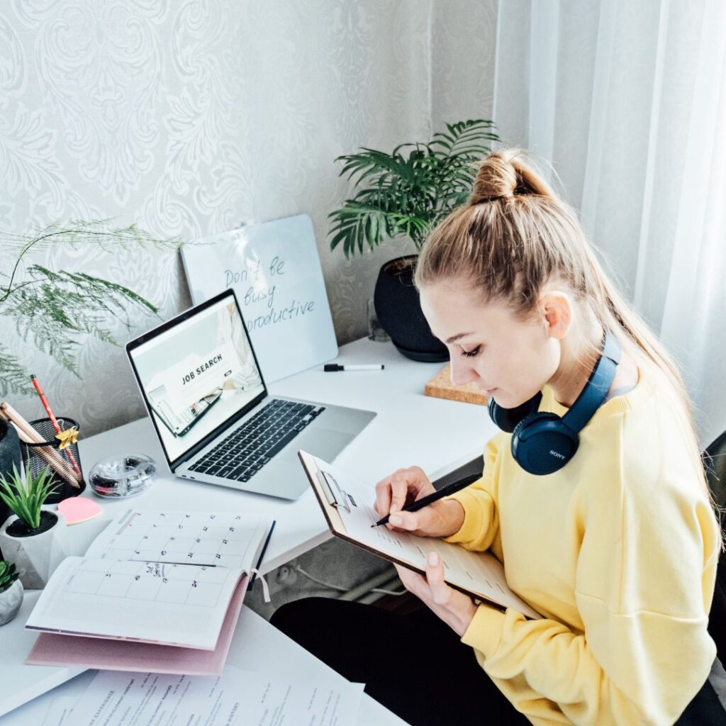 woman working on a computer