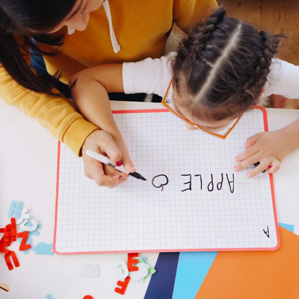 A girl writing