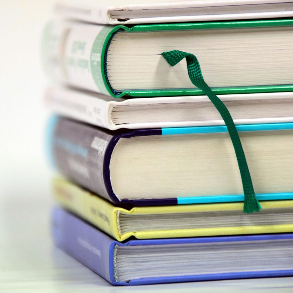 A stack of textbooks